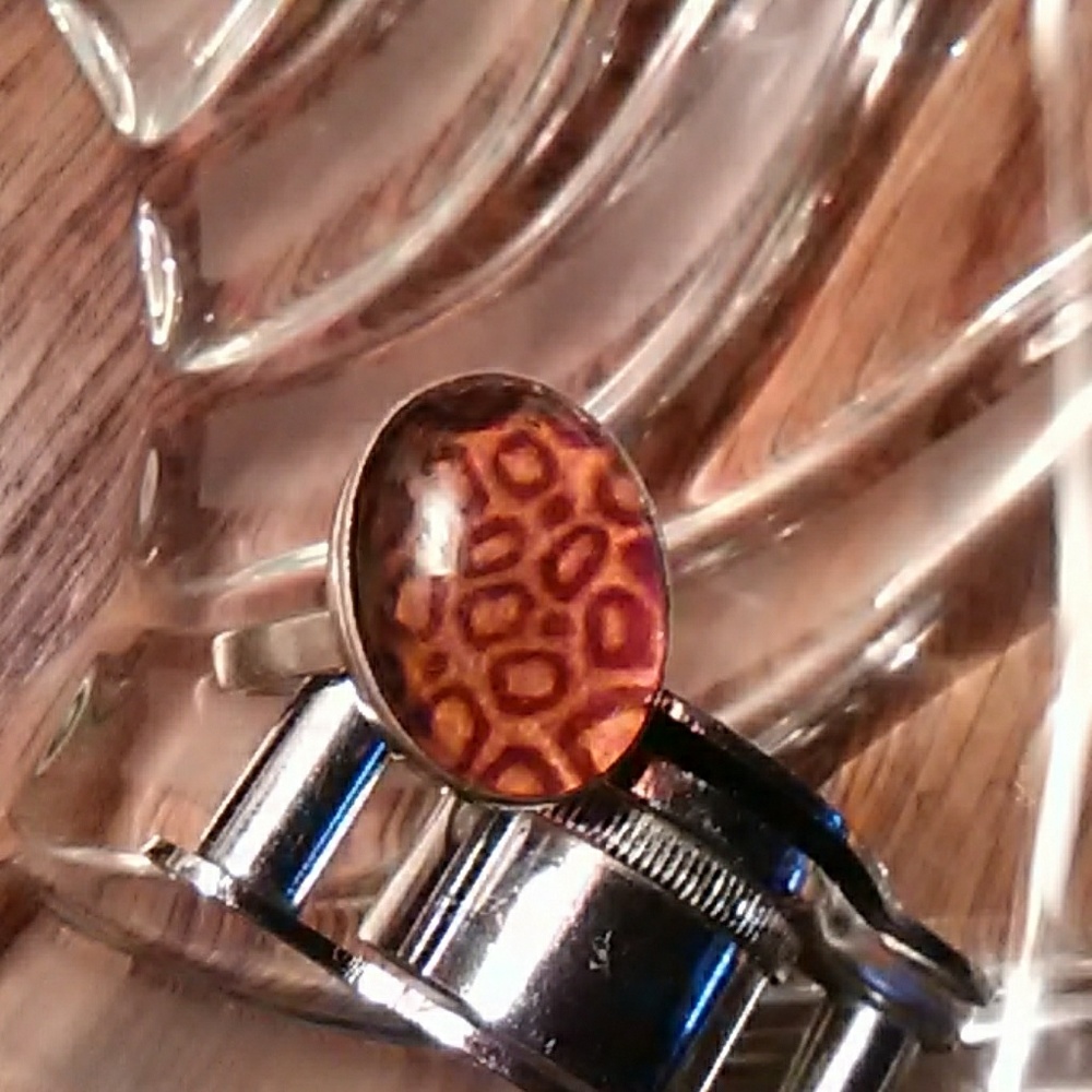 Sterling silver baltic amber carved leopard